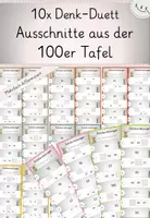 Vorschau - Stationenlernen - Zahlenraum bis 100, 10x Denk Duett: Ausschnitte 100er Tafel, Förderung Zahlvorstellung - Deckblatt