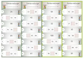 Vorschau - Stationenlernen - Zahlenraum bis 100, 10x Denk Duett: Ausschnitte 100er Tafel, Förderung Zahlvorstellung - Seite 2