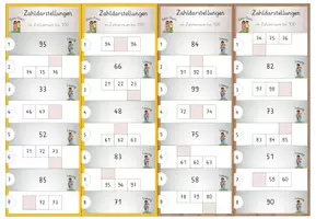 Vorschau - Stationenlernen - Zahlenraum bis 100, 10x Denk Duett: Ausschnitte 100er Tafel, Förderung Zahlvorstellung - Seite 3