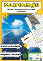 Vorschau - Stationenlernen - Solarenergie Materialpaket: Photovoltaik, Solarthermie, Solarzelle, Balkonkraftwerk - Seite 1