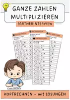 Vorschau - Fördermaterial/Inklusion - Multiplikation von Ganzen Zahlen Tandembögen - Partnerinterview - Deckblatt