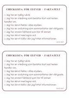 förhandsvisning - Checklista för elever och bedömningsmatris - texter - försättsblad