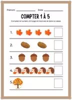Aperçu - Feuilles d'exercices - dénombrement 1 à 10 (théme autonme) - Page de couverture