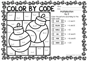 Προεπισκόπηση - Φύλλα εργασίας - Color by code - Multiplication (Christmas) | Χριστούγεννα Πολλαπλασιασμός Μαθηματικά Αγγλικά - Σελίδα 2