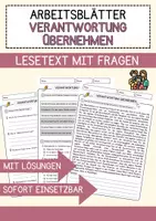 Vorschau - Arbeitsblätter - Verantwortung übernehmen Arbeitsblätter mit Fragen + Lösungen Deutsch DaZ AB - Deckblatt