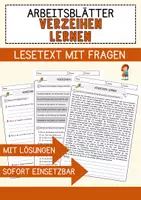 Vorschau - Arbeitsblätter - Verzeihen lernen Arbeitsblätter mit Fragen + Lösungen Deutsch DaZ AB - Deckblatt