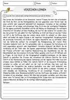 Vorschau - Arbeitsblätter - Verzeihen lernen Arbeitsblätter mit Fragen + Lösungen Deutsch DaZ AB - Seite 1