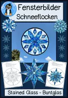 Vorschau - Arbeitsblätter - Fensterbilder Schneeflocken Stained Glass Winter – Ausmal- & Bastelvorlagen im Buntglas-Stil für Kinder #silvesterknaller25 - Deckblatt