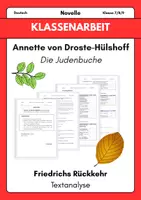 Vorschau - Test - Klassenarbeit Deutsch – Annette von Droste-Hülshoff: „Die Judenbuche“ | Friedrichs Rückkehr - Textanalyse| mit Erwartungshorizont - Deckblatt