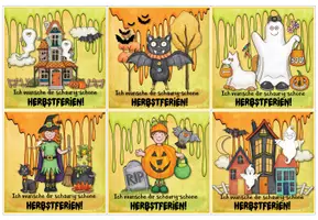 Vorschau - Bildkarten - Grußkarten Herbstferien | Happy Halloween - Seite 1