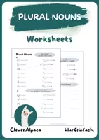 Vorschau - Arbeitsblätter - PLURAL NOUNS Worksheet (passend zu More1, U1) - Deckblatt