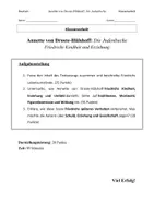 Vorschau - Arbeitsblätter - Klassenarbeit Deutsch – Annette von Droste-Hülshoff: „Die Judenbuche“ | Friedrichs Kindheit und Erziehung - Textanalyse | mit Erwartungshorizont - Seite 1