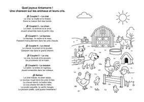 Aperçu - Fiches - Chanson sur les animaux et leurs cris (maternelle, cycle 2) - Page de couverture