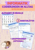 Vorschau - Stationenlernen - Codierungen im Alltag: Die Blindenschrift (optional mit GA) - Deckblatt
