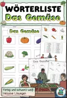 Vorschau - Arbeitsblätter - Wörterliste "Das Gemüse" DaZ / DaF / Deutsch - Deckblatt