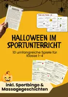Vorschau - Anderer Materialtyp - Halloween im Sportunterricht 🎃 – 10 Bewegungsspiele + Sport-Bingo & Massagegeschichten (Klasse 1–4) - Deckblatt