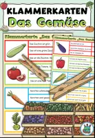 Vorschau - Stationenlernen - Zwei Klammerkarten Sprachgefühl "Das Gemüse" DaZ / DaF / Deutsch - Deckblatt