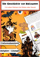 Vorschau - Arbeitsblätter - Die Geschichte von Halloween: Ursprung, Bräuche und Symbole - Deckblatt