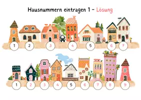 Vorschau - Arbeitsblätter - Zahlenreihen & Nachbarzahlen - Hausnummern eintragen - Seite 2
