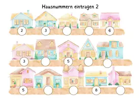 Vorschau - Arbeitsblätter - Zahlenreihen & Nachbarzahlen - Hausnummern eintragen - Seite 3