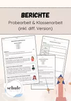 Vorschau - Test - Probe- und Klassenarbeit (inkl. diff. Version): Bericht schreiben - Deckblatt