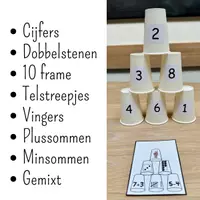 Voorbeeld - Getalbeelden bekers | Spelend leren tellen rekenen kleuters - Pagina 1