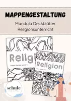 Vorschau - Mal- und Bastelvorlagen - Mandala Deckblatt Religion Mappe - Deckblatt