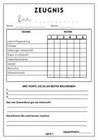 Vorschau - Arbeitsblätter - Lehrerzeugnis Frau/Herr, Lehrer Feedback - Seite 1