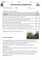 Vorschau - Stundenentwürfe - Klassenarbeit Unfallbericht schreiben - Seite 1