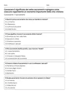 anteprima - Quiz - Quiz: Conoscere il significato dei sette sacramenti e spiegare come ciascuno rappresenta un momento importante della vita cristiana - Pagina 1