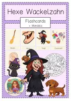 Vorschau - Mal- und Bastelvorlagen - Hexe Wackelzahn Flashcards + Mandala + Aufwärmübungen - Deckblatt