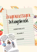 Vorschau - Arbeitsblätter - Zeugenaussagen für Zeitungsbericht Kriminalgeschichte - Deckblatt