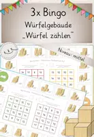 Vorschau - Stationenlernen - Würfelgebäude, 5x Bingo Spiel zum "Würfelzählen", Niveau: Mittelschwer - Deckblatt