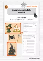 Vorschau - Arbeitsblätter - Zusammengesetzte Nomen Halloween Bildkarten Arbeitsblätter - Deckblatt