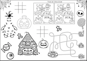 Vorschau - Arbeitsblätter - Kostenlose Halloween Arbeitsblätter Freiarbeit Klasse 1, Vorschule, Förderschule - Seite 1