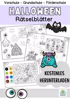 Vorschau - Arbeitsblätter - Kostenlose Halloween Arbeitsblätter Freiarbeit Klasse 1, Vorschule, Förderschule - Deckblatt