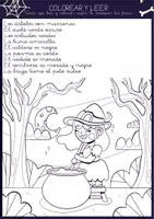 Vista previa - Hojas de trabajo - Lee y colorea – Brujita lectora - página 1