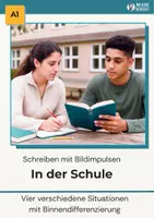 Aperçu - Feuilles d'exercices - Description d’image A1 – À l’école (FLE / adultes, enseignement secondaire supérieur) - Page de couverture