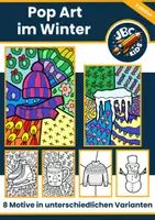 Vorschau - Mal- und Bastelvorlagen - Pop Art Kunstprojekt: Winter Winterzeit Schnee Januar - Deckblatt