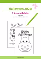 Vorschau - Arbeitsblätter - Malspaß an Halloween: 2 gruselig, süße Ausmalbilder - Deckblatt