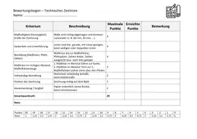 Vorschau - Arbeitsblätter - Bewertungsbogen Technisches Zeichnen Technik - Deckblatt
