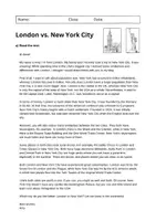 Vorschau - Arbeitsblätter - London vs New York City: Reading and Writing (English) - Seite 1