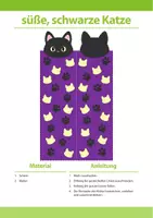 Vorschau - Mal- und Bastelvorlagen - Tier-Lesezeichen: süße, schwarze Katze - Seite 1