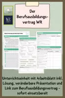 Vorschau - Stundenentwürfe - Berufsausbildungsvertrag WR 8/9 - Deckblatt