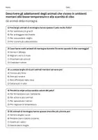 anteprima - Quiz - Quiz: Descrivere gli adattamenti degli animali che vivono in ambienti montani alle basse temperature e alla scarsità di cibo - Pagina 1