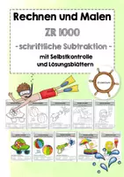 Vorschau - Arbeitsblätter - Schriftliche Subtraktion - Rechenmalblätter - Deckblatt