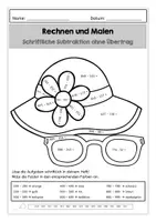 Vorschau - Arbeitsblätter - Schriftliche Subtraktion - Rechenmalblätter - Seite 1