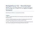 Vorschau - Klassenarbeiten - Biologieklausur: Neurobiologie, Strychnin - Deckblatt
