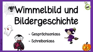 Vorschau - Fördermaterial/Inklusion - Bildergeschichte | Halloween | Digitale Tafelbilder - Seite 1