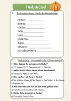 Vorschau - Arbeitsblätter - Herbsträtsel Klasse 6 / Klasse 7 Vertretung - Seite 1